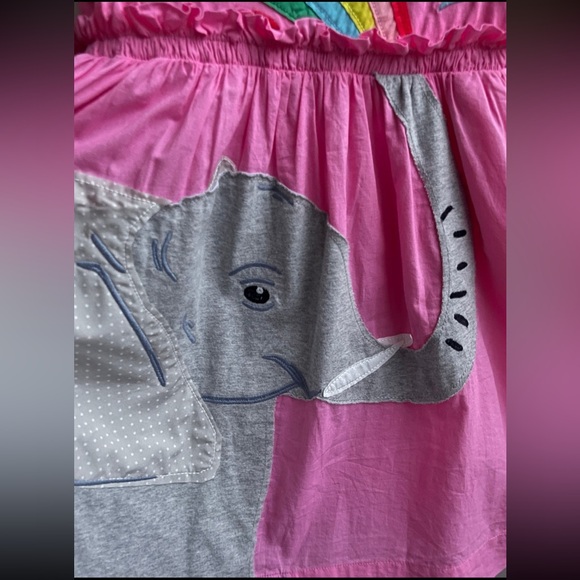 Mini Boden Safari Appliqué Pink Elephant Rainbow Dress - Picture 8 of 12